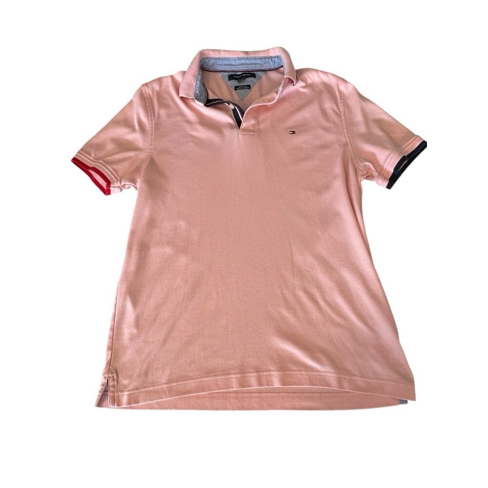 Tommy Hilfiger Polo Shirt Size S Mens Pink Preppy Short Sleeve Flag Classic‎ Fit - Picture 8 of 15